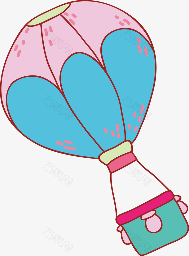 手绘卡通彩色热气球设计素材