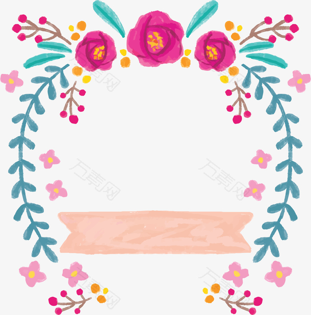 水彩手绘花朵边框
