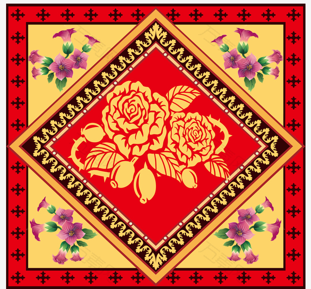 传统花纹矢量地毯图
