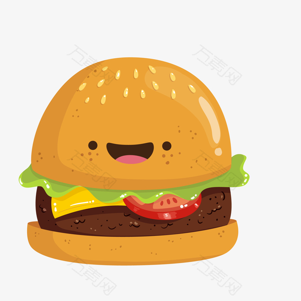 卡通笑脸汉堡包食物设计