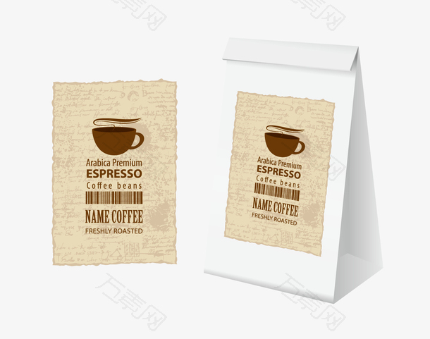 咖啡袋包装设计矢量图