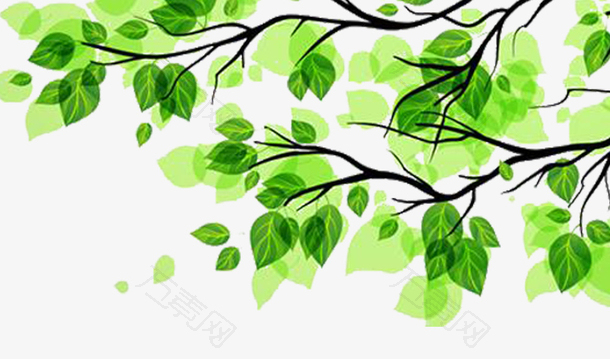 春天绿色卡通手绘叶子
