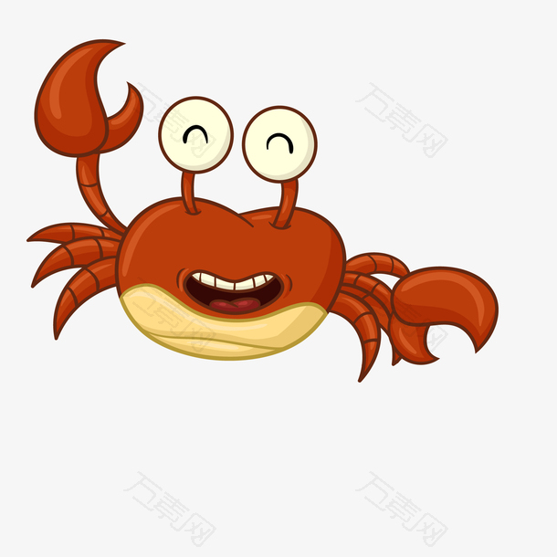 卡通快乐的螃蟹动物设计