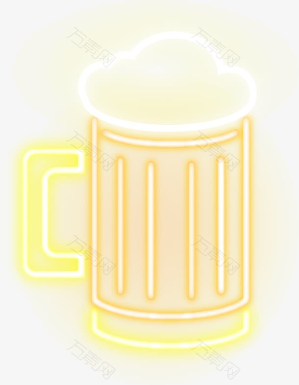 啤酒图标霓虹线条矢量