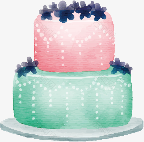 水彩双层蛋糕