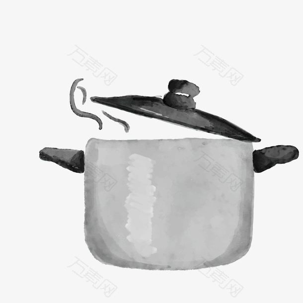 水彩绘厨房里的锅