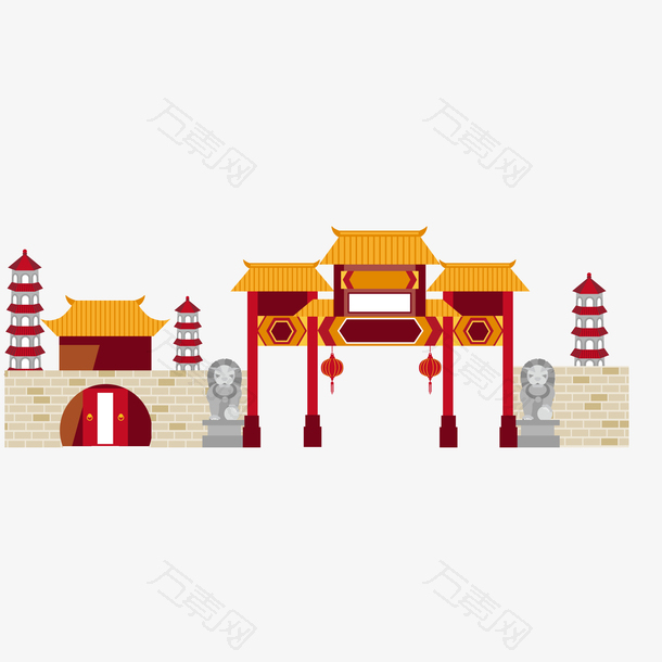 卡通中国风建筑物设计