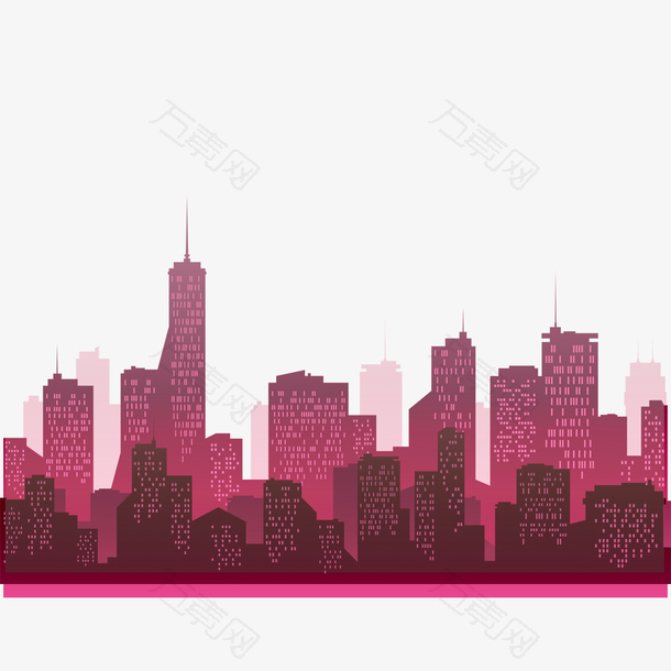 粉色城市剪影