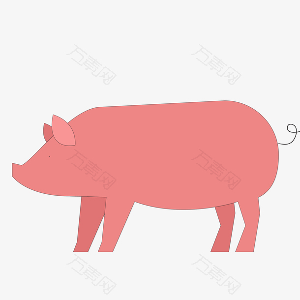 粉红色的扁平化小猪