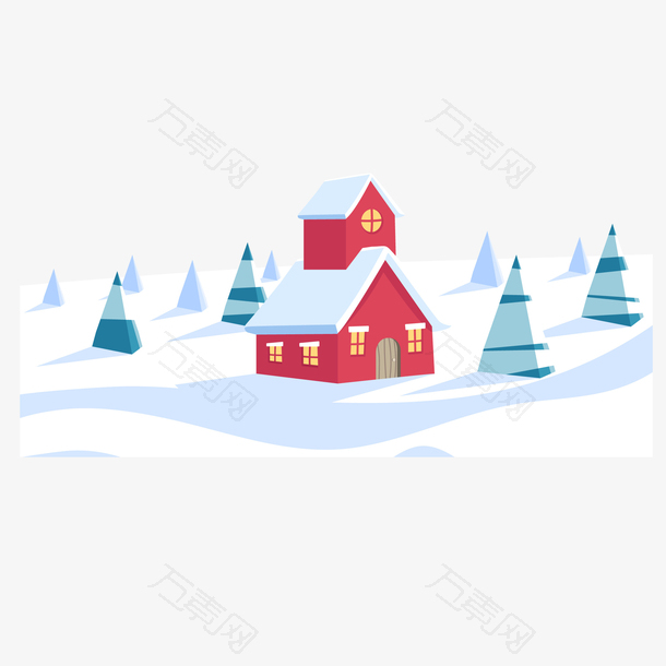 矢量冬季雪景装饰插画