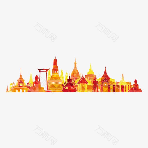 泰国建筑旅游景点剪影矢量