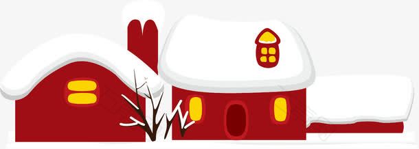 红色卡通房子冬季素材