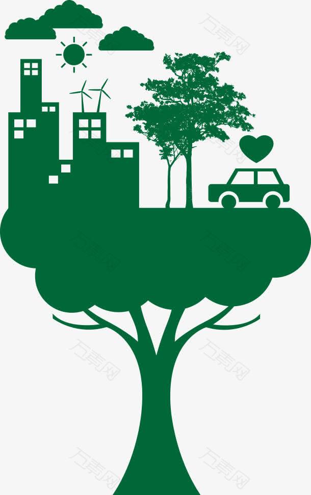 矢量绿树环保城市