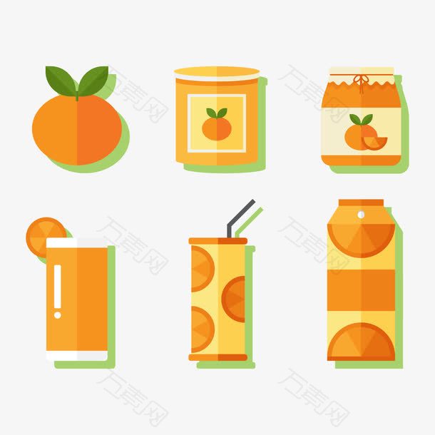 矢量图橙汁水果饮料