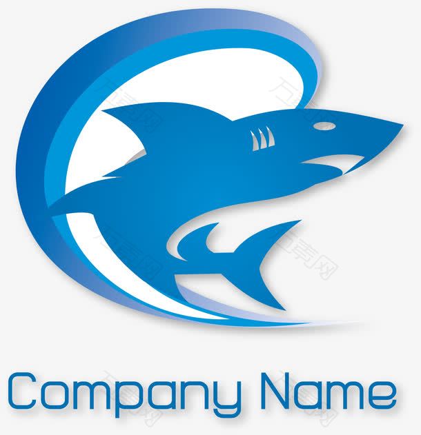 装饰矢量蓝色鲨鱼logo图案