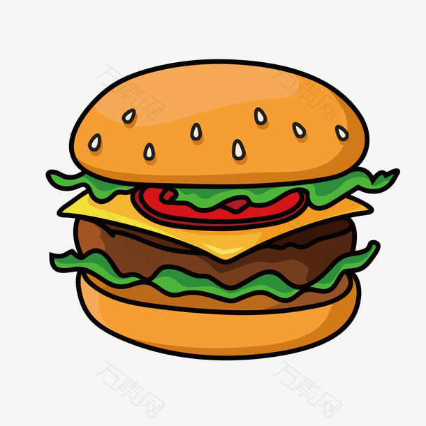 卡通汉堡菜单设计矢量图