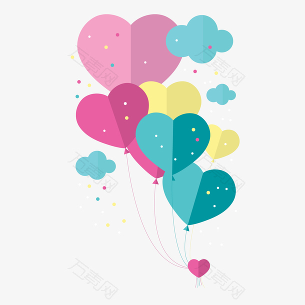 卡通彩色的爱心气球设计