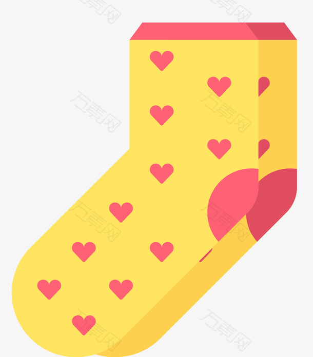 爱心黄色拼接风格袜子