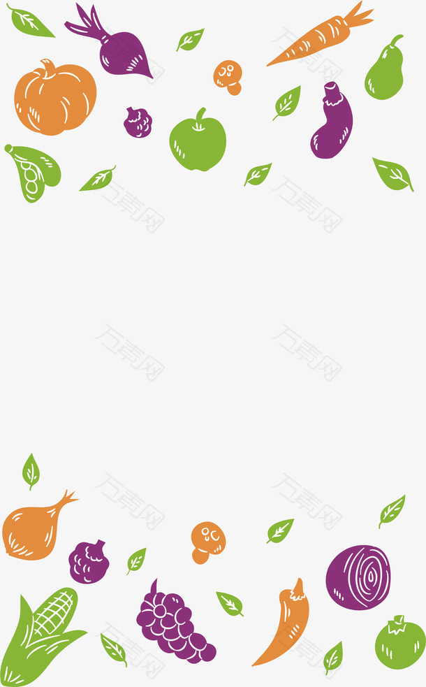 手绘彩色蔬菜花纹