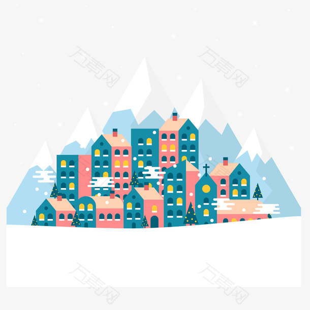 冬季雪景房屋建筑元素