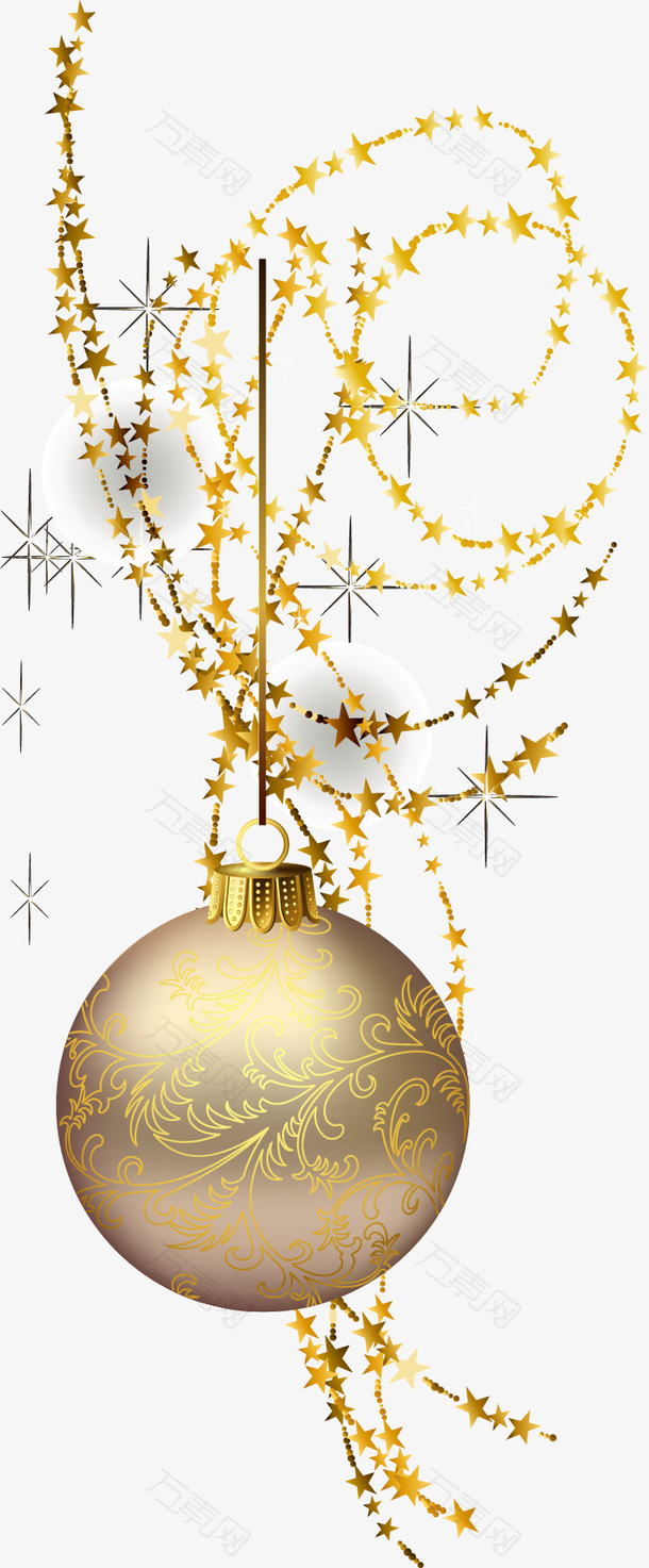 金黄色圣诞吊球装饰图