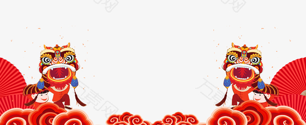 红色中国风舞狮底纹