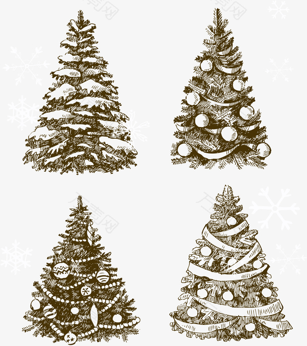圣诞节手绘圣诞树素材