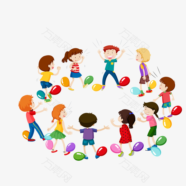 玩踩气球的儿童人物设计