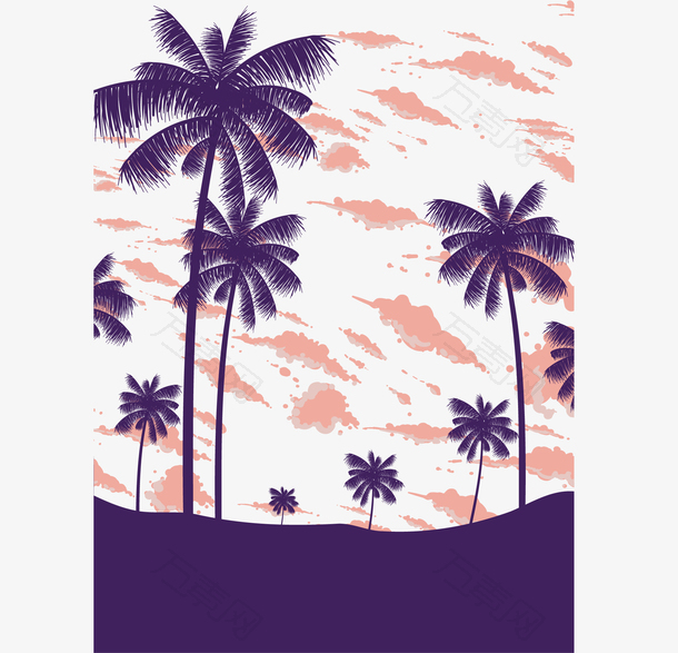 夏日沙滩椰子树海报