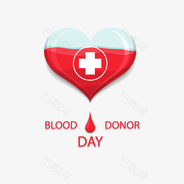 矢量精美心型卡通献血捐血日