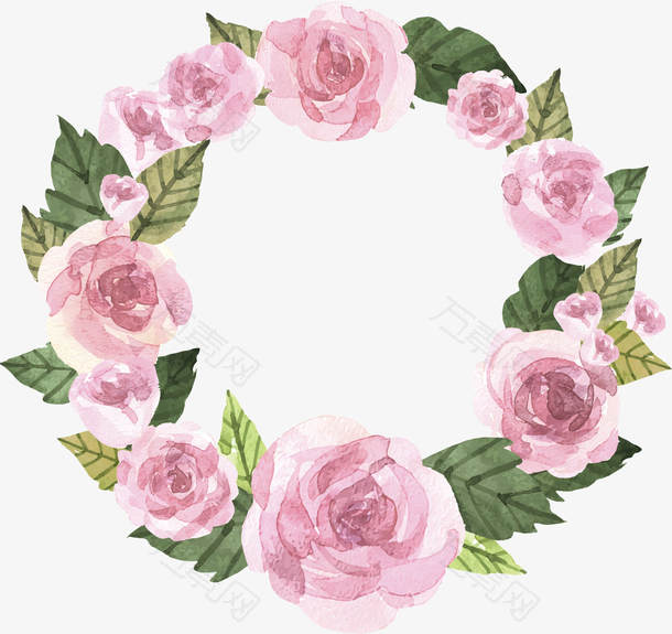 浪漫粉红玫瑰花环