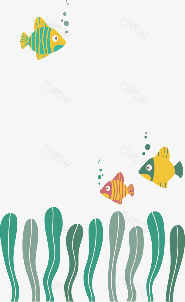 彩色的可爱小鱼