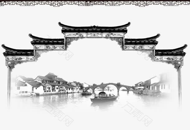 水墨中国风建筑图片素材