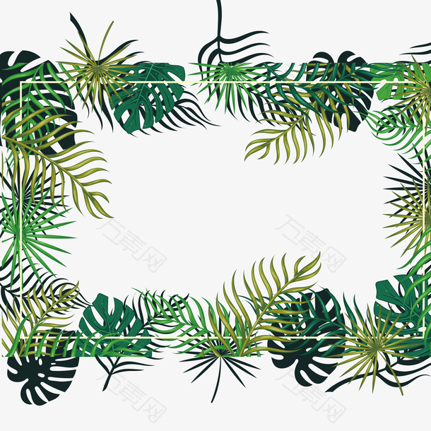 绿色植物边框纹理热带植物矢量
