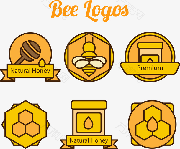 6款蜂蜜元素标志矢量素材