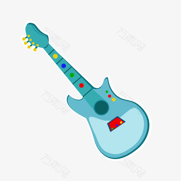 卡通蓝色的电吉他设计