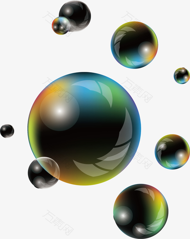 多个逼真透明水泡泡矢量图