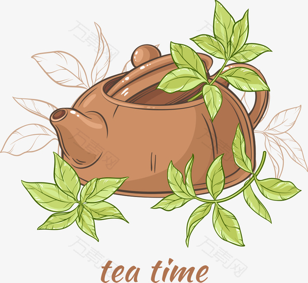 矢量茶叶和茶壶