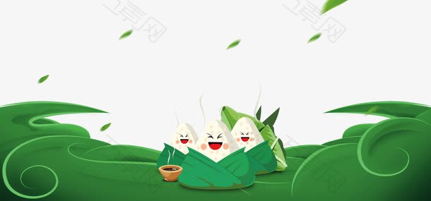 绿色清新文艺粽子端午海报