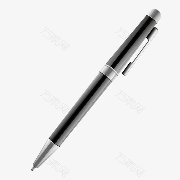 矢量黑色质感商务钢笔签字笔