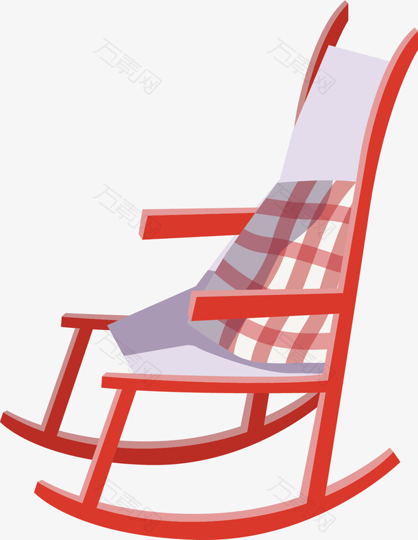 矢量图红色的格子摇椅