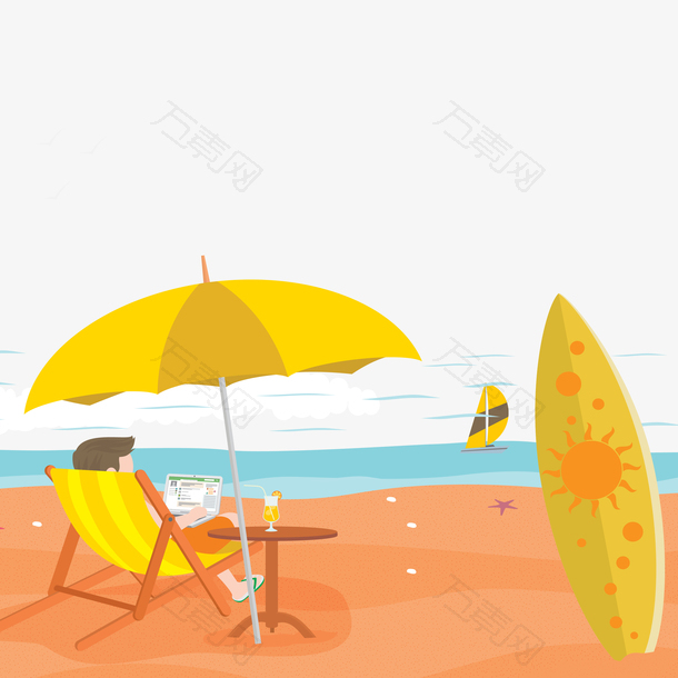 夏日沙滩度假插画矢量素材