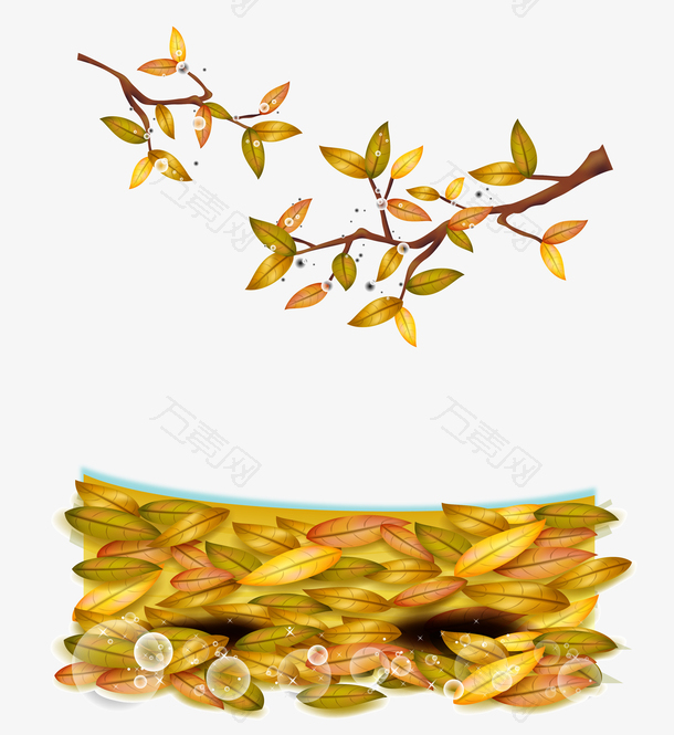 矢量秋季树枝落叶素材