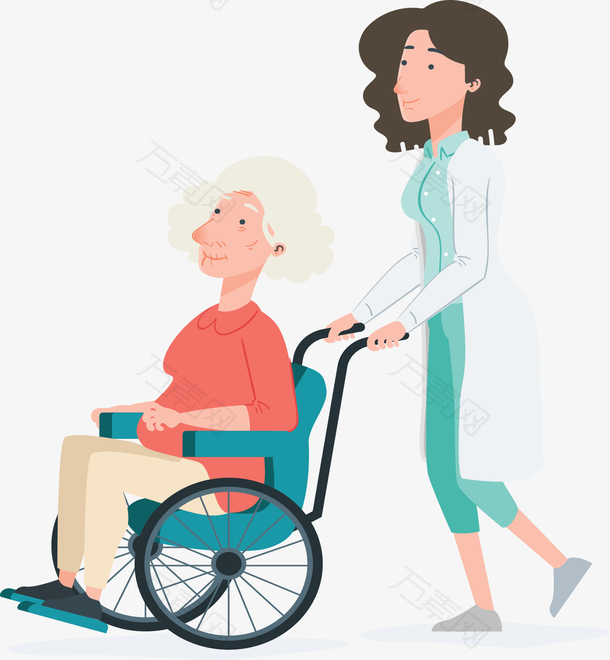 推着轮椅老人的医生