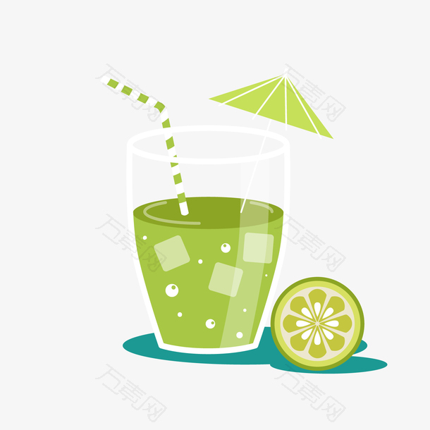绿色杯装柠檬果汁饮料