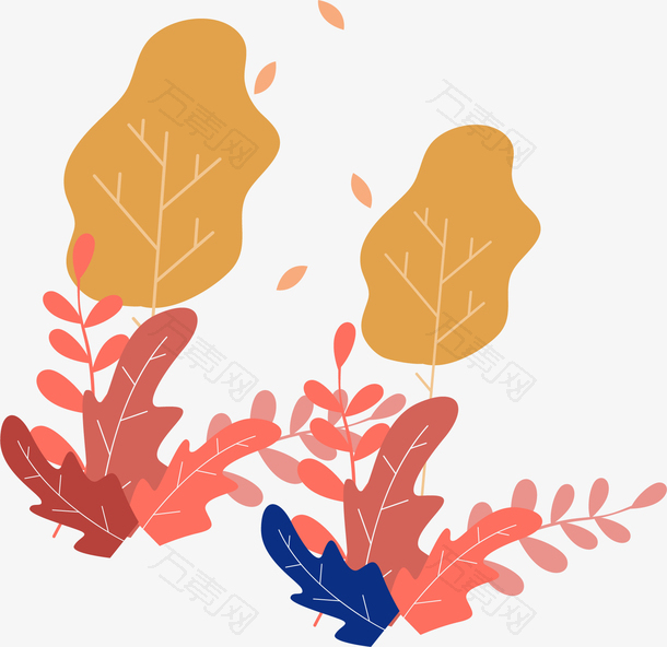 卡通秋季树叶装饰插画