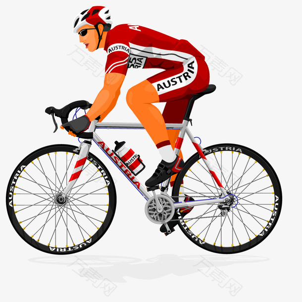 矢量手绘红衣自行车赛车选手