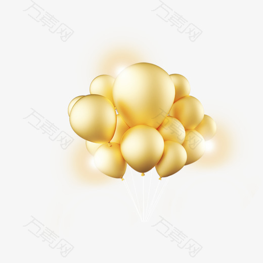 金色光泽气球元素