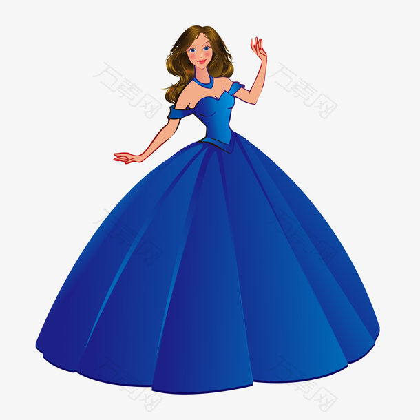 蓝色的公主裙设计矢量图