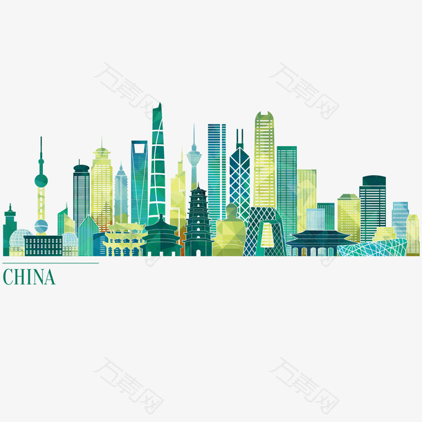 中国建筑矢量手绘